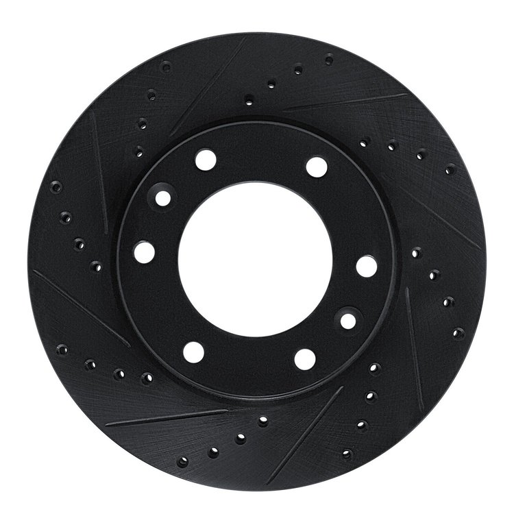 633-21023L Drilled/Slotted Brake Rotor [Black], 2006-2014 Kia/Hyundai/Genesis, Position: Front Left