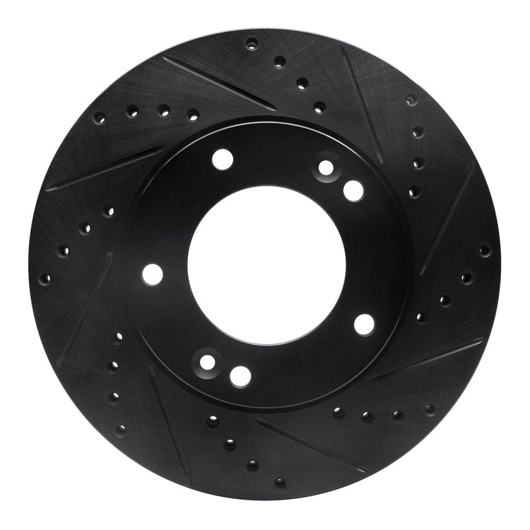 633-21025R Drilled/Slotted Brake Rotor [Black], 2007-2009 Kia/Hyundai/Genesis, Position: Front Right