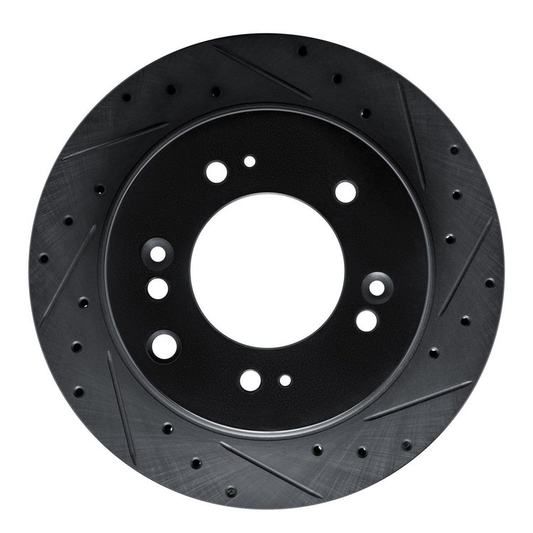 633-21026R Drilled/Slotted Brake Rotor [Black], 2007-2009 Kia/Hyundai/Genesis, Position: Rear Right