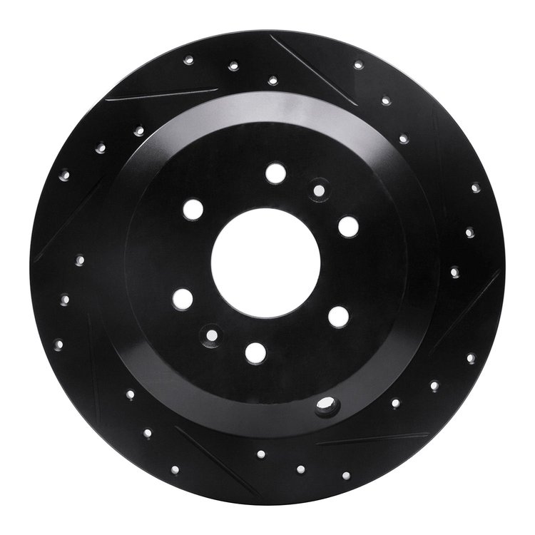 633-21027R Drilled/Slotted Brake Rotor [Black], 2009-2010 Kia/Hyundai/Genesis, Position: Rear Right