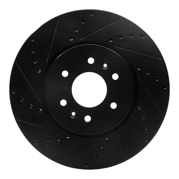 633-21028L Drilled/Slotted Brake Rotor [Black], 2009-2010 Kia/Hyundai/Genesis, Position: Front Left