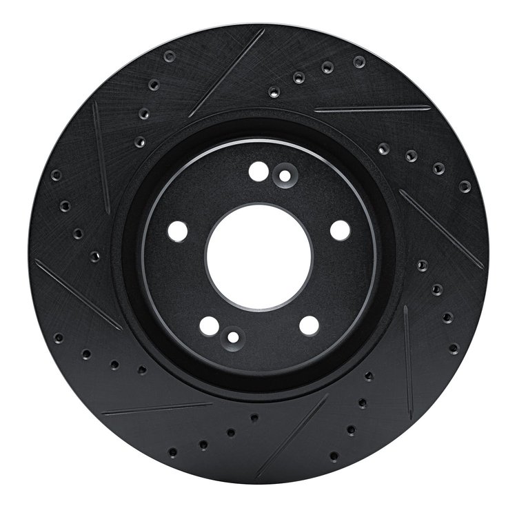 633-21035L Drilled/Slotted Brake Rotor [Black], 2017-2020 Kia/Hyundai/Genesis, Position: Front Left
