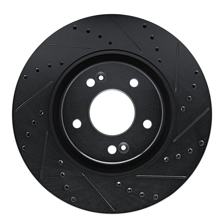 633-21035R Drilled/Slotted Brake Rotor [Black], 2017-2020 Kia/Hyundai/Genesis, Position: Front Right