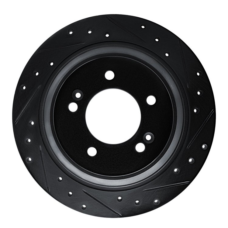 633-21036R Drilled/Slotted Brake Rotor [Black], Fits Select Kia/Hyundai/Genesis, Position: Rear Right