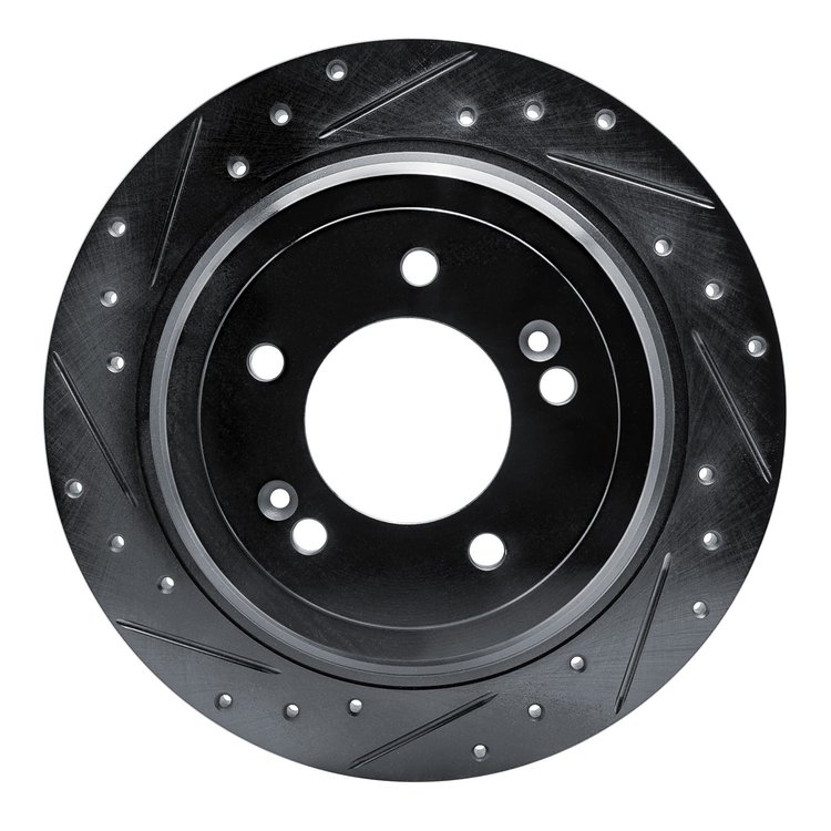 633-21042L Drilled/Slotted Brake Rotor [Black], Fits Select Kia/Hyundai/Genesis, Position: Rear Left
