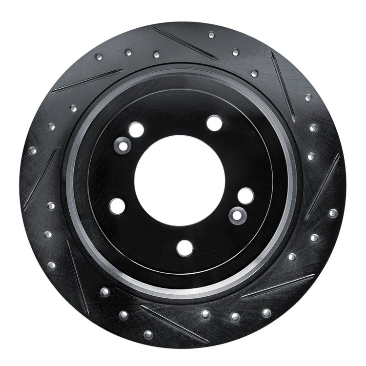 633-21042R Drilled/Slotted Brake Rotor [Black], Fits Select Kia/Hyundai/Genesis, Position: Rear Right