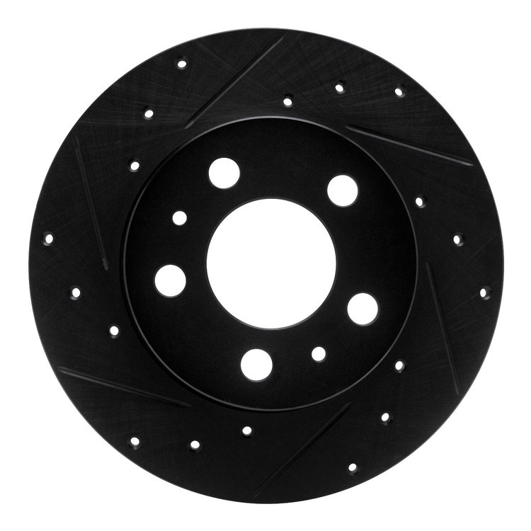 633-27000L Drilled/Slotted Brake Rotor [Black], 1967-1972 Volvo, Position: Front Left