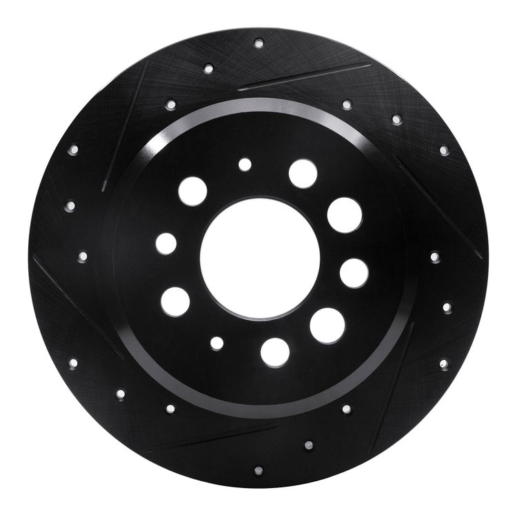 633-27001L Drilled/Slotted Brake Rotor [Black], 1967-1974 Volvo, Position: Rear Left