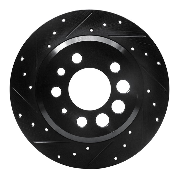 633-27006L Drilled/Slotted Brake Rotor [Black], 1974-1997 Volvo, Position: Rear Left