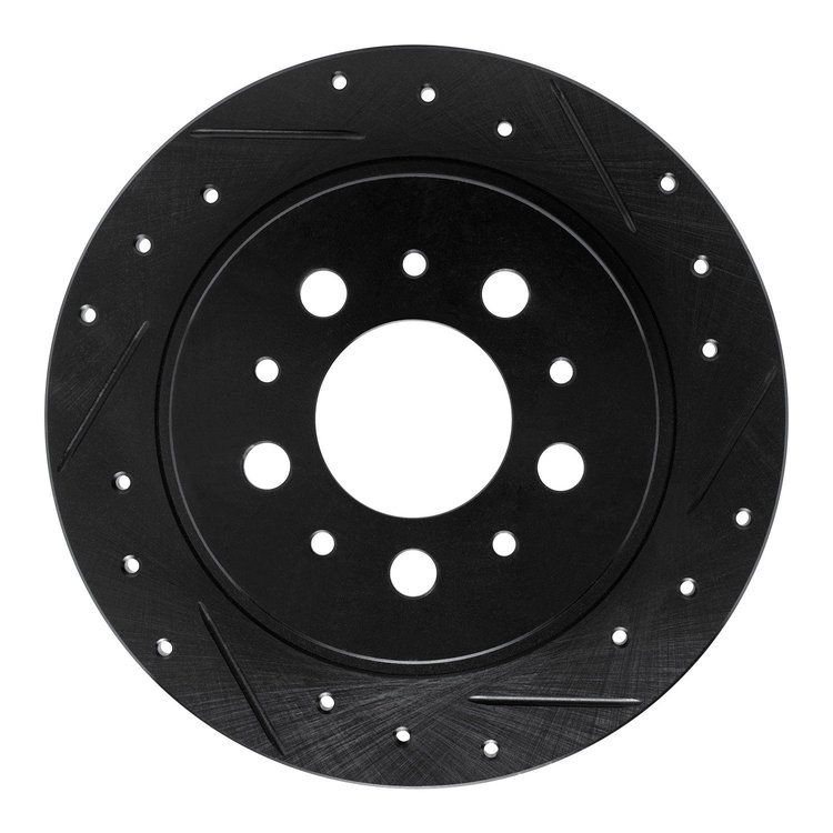 633-27014R Drilled/Slotted Brake Rotor [Black], 1988-1994 Volvo, Position: Rear Right