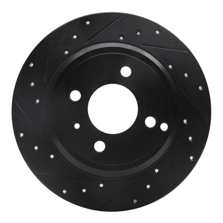 633-27017L Drilled/Slotted Brake Rotor [Black], 1993-1995 Volvo, Position: Rear Left