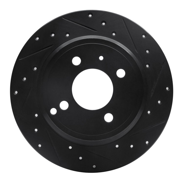 633-27017R Drilled/Slotted Brake Rotor [Black], 1993-1995 Volvo, Position: Rear Right