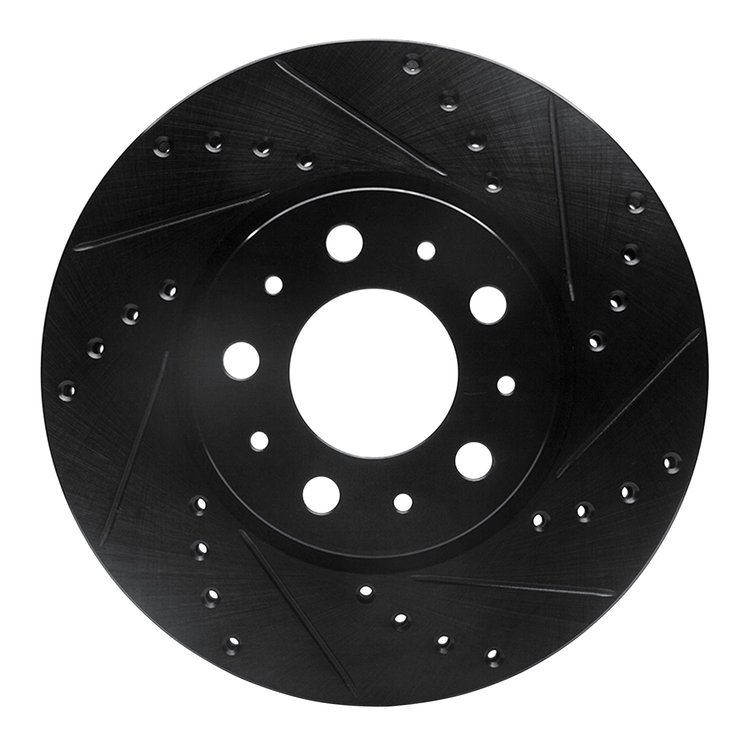 633-27018R Drilled/Slotted Brake Rotor [Black], 1995-2004 Volvo, Position: Front Right
