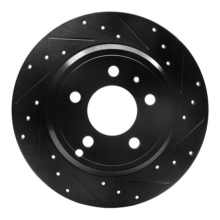 633-27019R Drilled/Slotted Brake Rotor [Black], 1996-2004 Volvo, Position: Rear Right