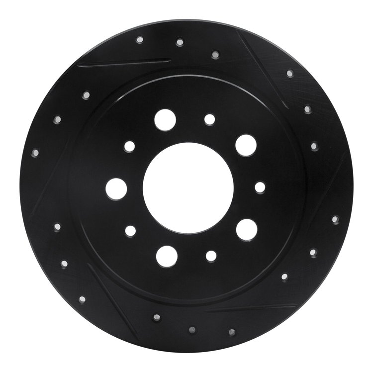 633-27020R Drilled/Slotted Brake Rotor [Black], 1995-1997 Volvo, Position: Rear Right