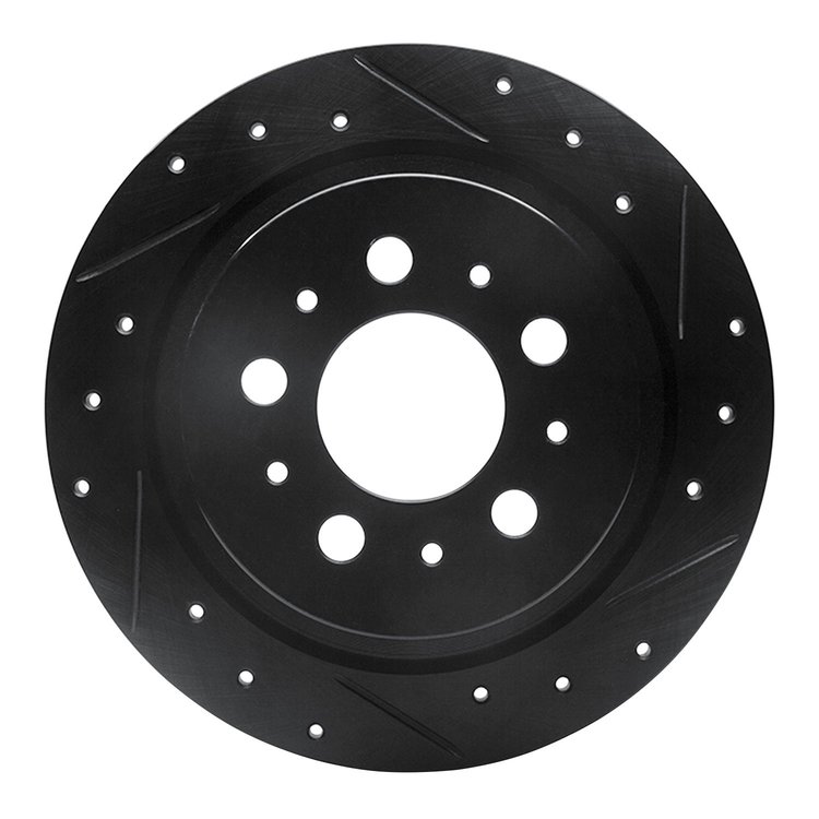 633-27021R Drilled/Slotted Brake Rotor [Black], 1997-1998 Volvo, Position: Rear Right