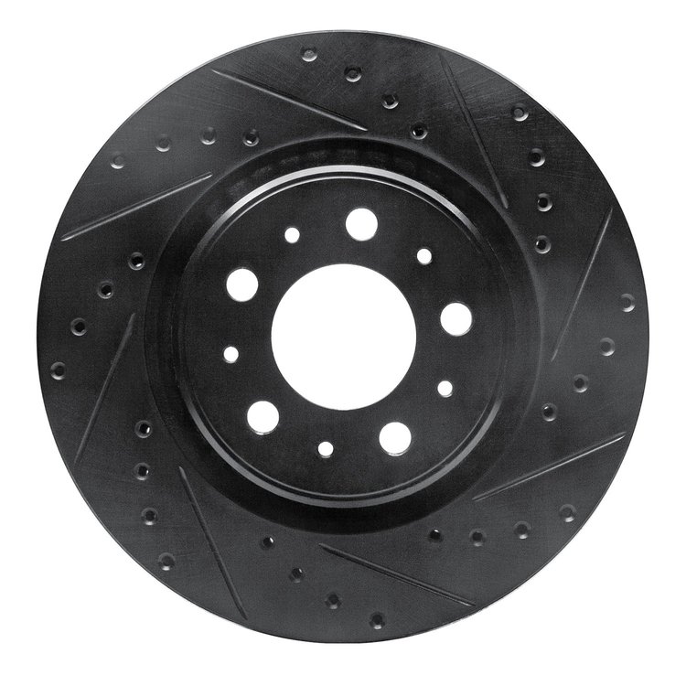 633-27022R Drilled/Slotted Brake Rotor [Black], 1998-2004 Volvo, Position: Front Right