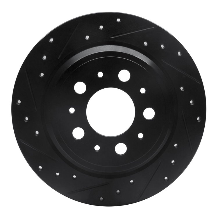 633-27024L Drilled/Slotted Brake Rotor [Black], 1999-2009 Volvo, Position: Rear Left