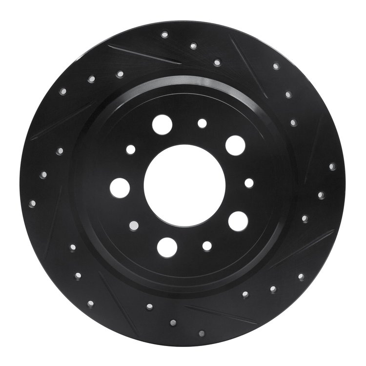 633-27024R Drilled/Slotted Brake Rotor [Black], 1999-2009 Volvo, Position: Rear Right