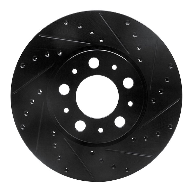 633-27028R Drilled/Slotted Brake Rotor [Black], 1999-2009 Volvo, Position: Front Right