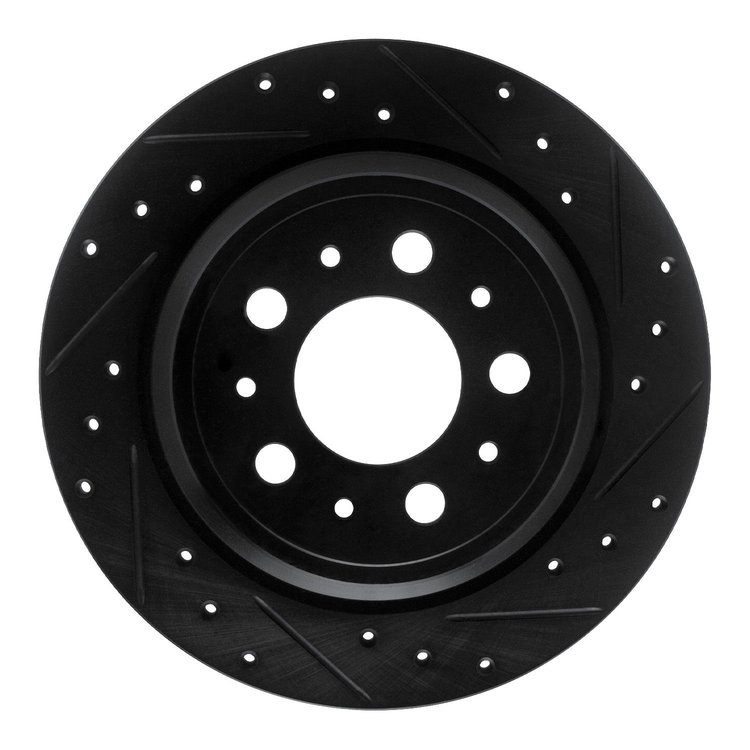 633-27029R Drilled/Slotted Brake Rotor [Black], 1999-2000 Volvo, Position: Rear Right