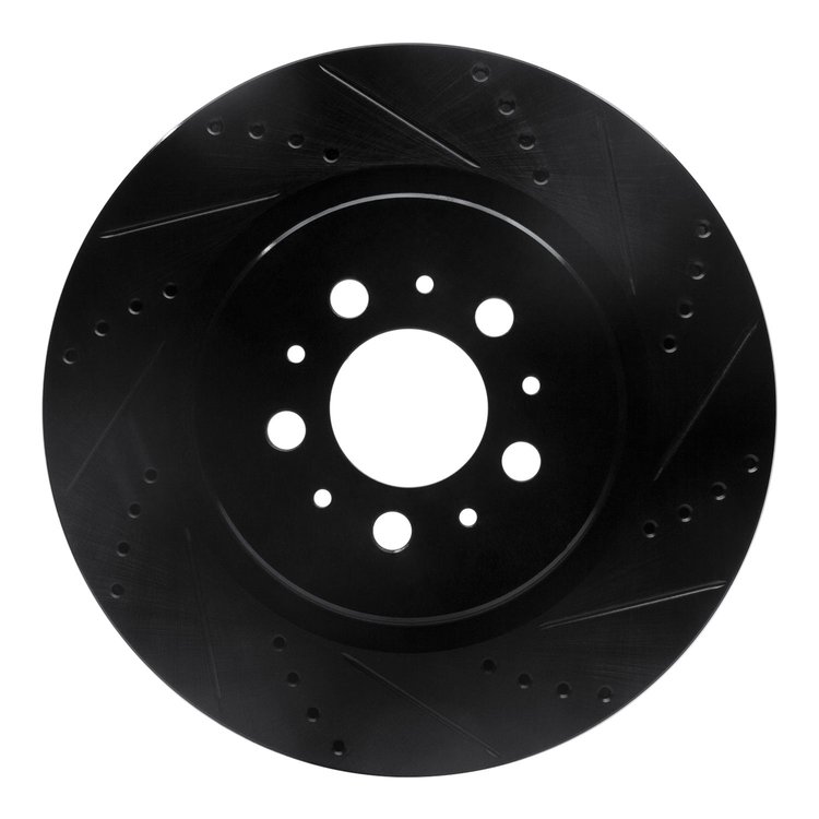 633-27032R Drilled/Slotted Brake Rotor [Black], 2004-2007 Volvo, Position: Rear Right