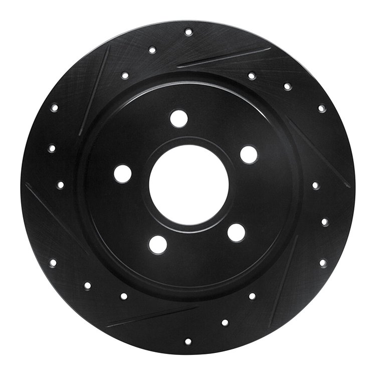 633-27033L Drilled/Slotted Brake Rotor [Black], 2004-2013 Volvo, Position: Rear Left