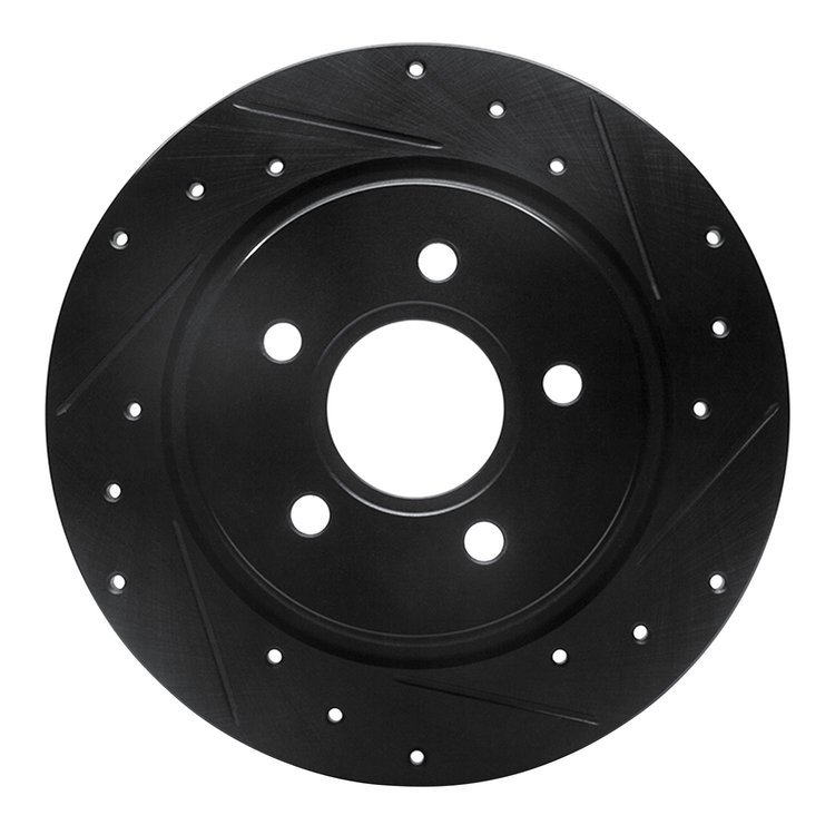 633-27033R Drilled/Slotted Brake Rotor [Black], 2004-2013 Volvo, Position: Rear Right