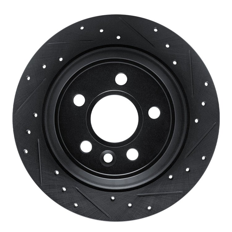633-27034R Drilled/Slotted Brake Rotor [Black], 2007-2010 Volvo, Position: Rear Right