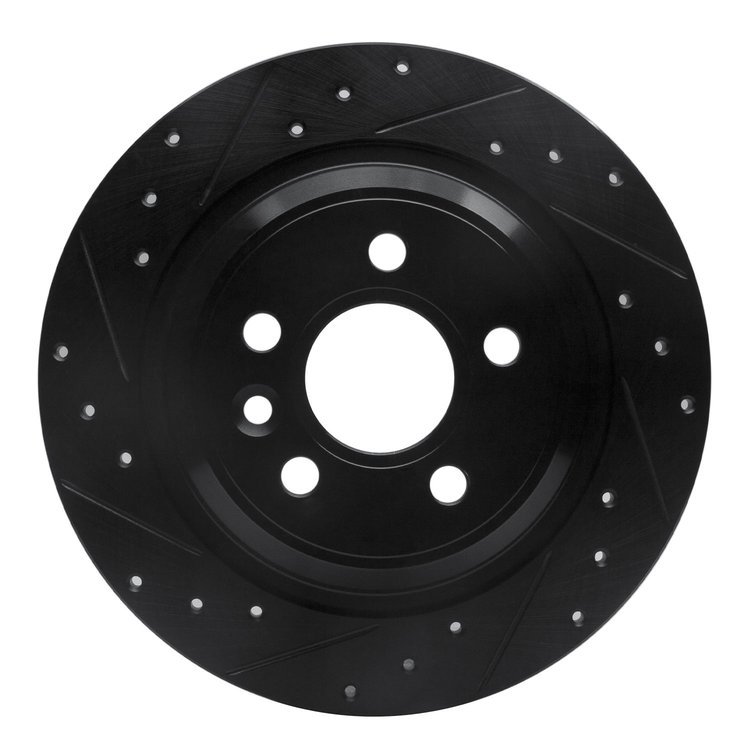 633-27035L Drilled/Slotted Brake Rotor [Black], 2007-2018 Volvo, Position: Rear Left