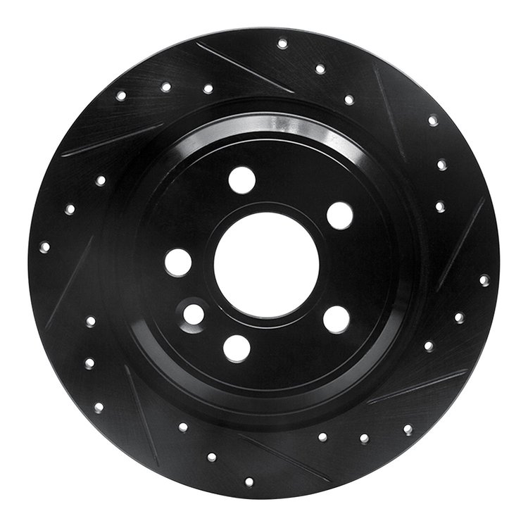 633-27035R Drilled/Slotted Brake Rotor [Black], 2007-2018 Volvo, Position: Rear Right