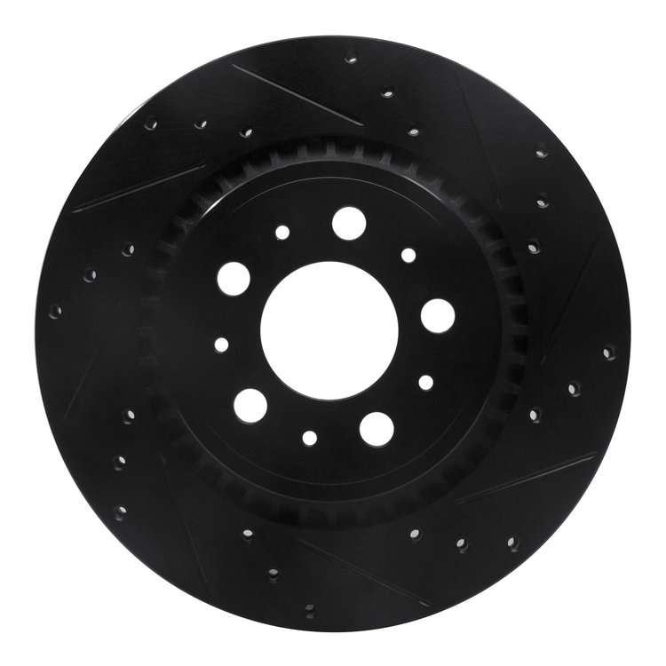 633-27039R Drilled/Slotted Brake Rotor [Black], 2003-2014 Volvo, Position: Rear Right