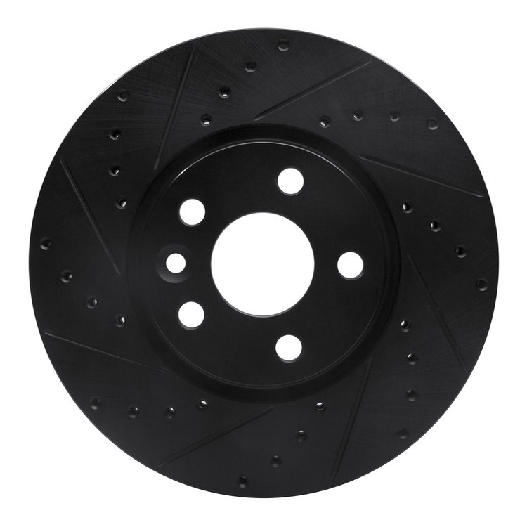 633-27041L Drilled/Slotted Brake Rotor [Black], 2007-2018 Multiple Makes/Models, Position: Front Left