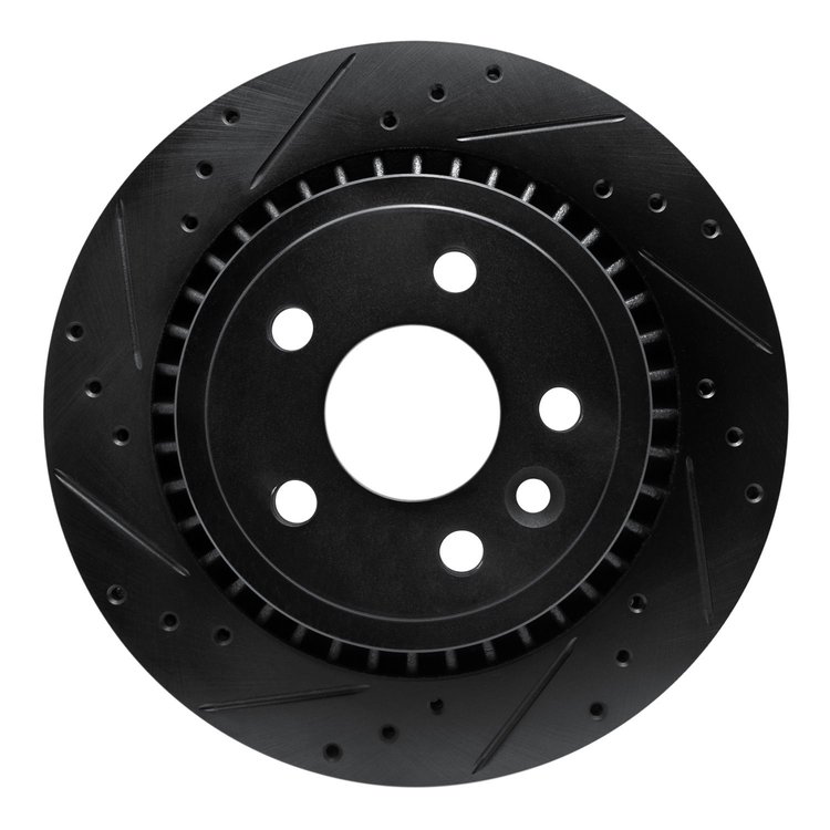 633-27044L Drilled/Slotted Brake Rotor [Black], 2010-2017 Volvo, Position: Rear Left