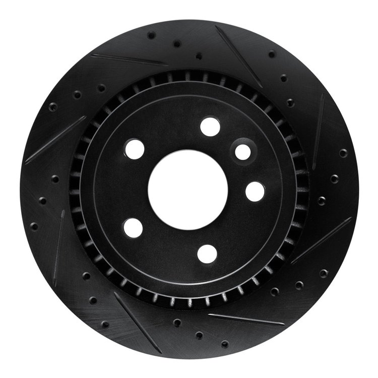 633-27044R Drilled/Slotted Brake Rotor [Black], 2010-2017 Volvo, Position: Rear Right