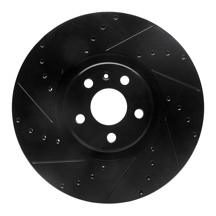 633-27051L Drilled/Slotted Brake Rotor [Black], Fits Select Multiple Makes/Models, Position: Front Left