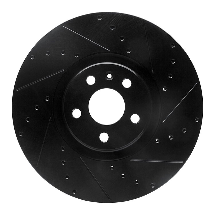 633-27051R Drilled/Slotted Brake Rotor [Black], Fits Select Multiple Makes/Models, Position: Front Right