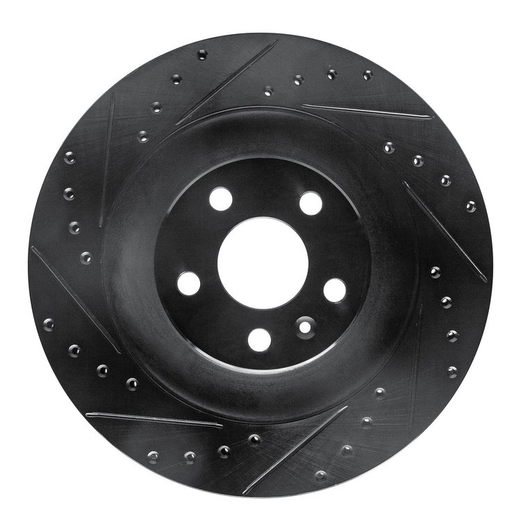 633-27054L Drilled/Slotted Brake Rotor [Black], Fits Select Multiple Makes/Models, Position: Rear Left
