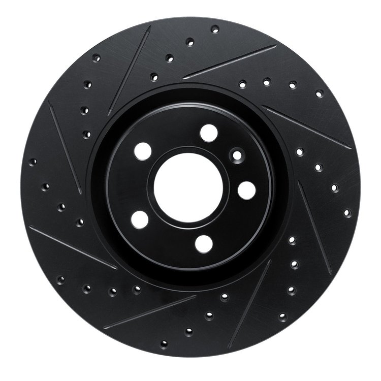 633-27059L Drilled/Slotted Brake Rotor [Black], Fits Select Volvo, Position: Front Left