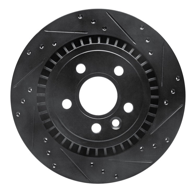 633-27060R Drilled/Slotted Brake Rotor [Black], 2008-2018 Volvo, Position: Rear Right