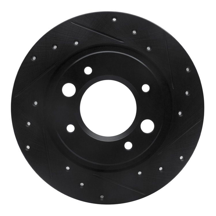 633-28002R Drilled/Slotted Brake Rotor [Black], 1971-1989 Peugeot, Position: Rear Right