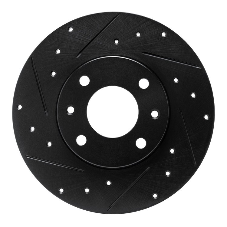 633-28004L Drilled/Slotted Brake Rotor [Black], 1989-1991 Peugeot, Position: Front Left