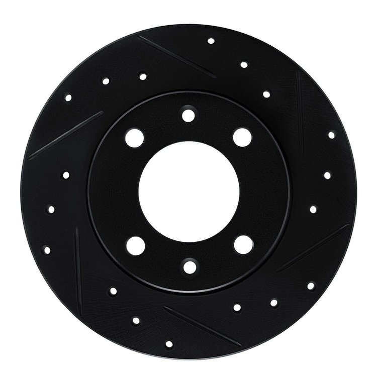 633-28005R Drilled/Slotted Brake Rotor [Black], 1989-1991 Peugeot, Position: Rear Right