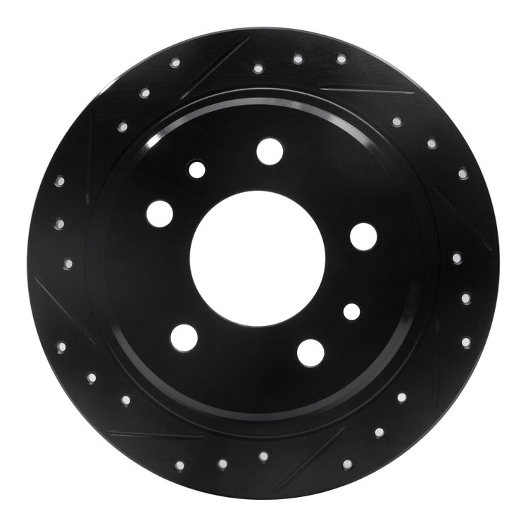 633-31015L Drilled/Slotted Brake Rotor [Black], 1982-1989 BMW, Position: Rear Left