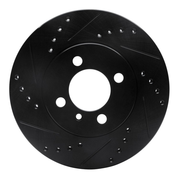 633-31017L Drilled/Slotted Brake Rotor [Black], 1984-1991 BMW, Position: Front Left