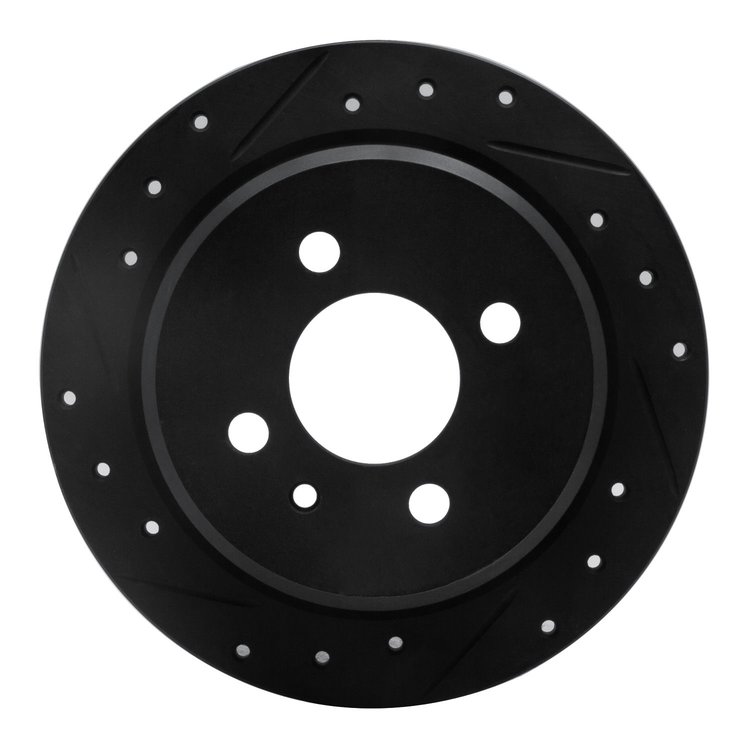 633-31018L Drilled/Slotted Brake Rotor [Black], 1984-1991 BMW, Position: Rear Left