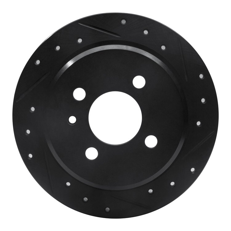 633-31018R Drilled/Slotted Brake Rotor [Black], 1984-1991 BMW, Position: Rear Right