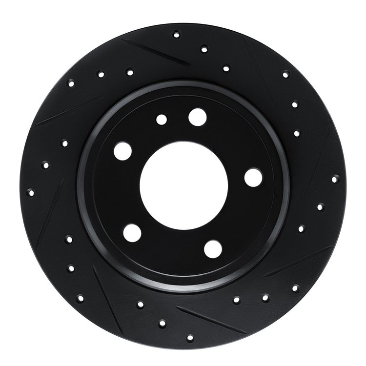 633-31021R Drilled/Slotted Brake Rotor [Black], 1987-1992 BMW, Position: Rear Right