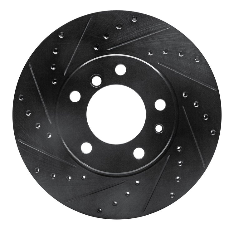 633-31023L Drilled/Slotted Brake Rotor [Black], 1989-1995 BMW, Position: Front Left