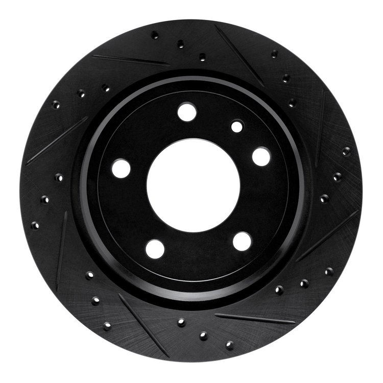 633-31025R Drilled/Slotted Brake Rotor [Black], 1988-1994 BMW, Position: Rear Right